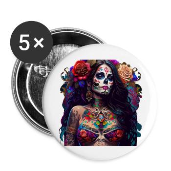 pretty dia de muertos - Buttons klein 25 mm (5er Pack) - Weiß - Vorne