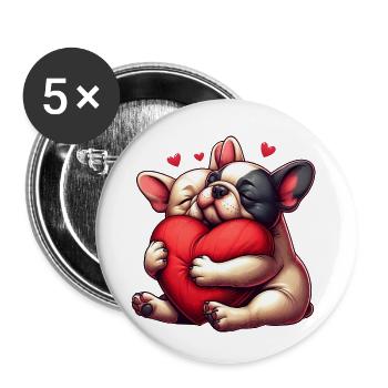 Frenchie Valentinstagsgeschenke - Buttons klein 25 mm (5er Pack) - Weiß - Vorne