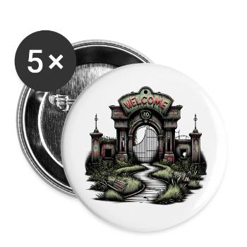 Eintritt in den gespenstischen Vergnügungspark - Buttons klein 25 mm (5er Pack) - Weiß - Vorne
