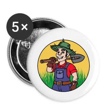 Farmer Job Work Earn Money Worker - Buttons small 1''/25 mm (5-pack) - white - Front