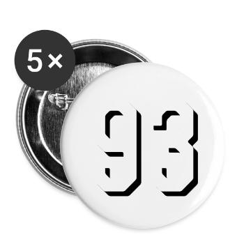 93 number - Buttons small 1''/25 mm (5-pack) - white - Front