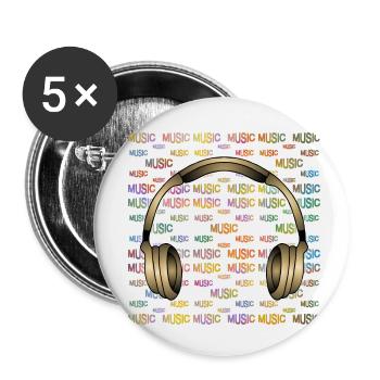 Earphone - Buttons small 1''/25 mm (5-pack) - white - Front