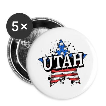 Utah - États-Unis - États-Unis d’Amérique - Lot de 5 petits badges (25 mm) - blanc - Devant