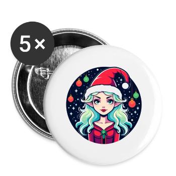 Elf Christmas Illustration - Buttons small 1''/25 mm (5-pack) - white - Front
