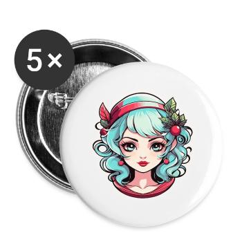Elf Christmas Illustration - Buttons small 1''/25 mm (5-pack) - white - Front