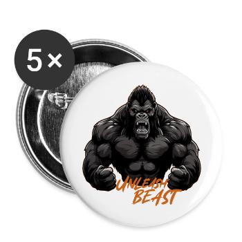 Libérez la bête GYM Gorille d’arts martiaux - Lot de 5 petits badges (25 mm) - blanc - Devant