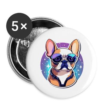 French Bulldog Dog Illustration - Buttons small 1''/25 mm (5-pack) - white - Front