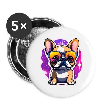 French Bulldog Dog Illustration - Buttons small 1''/25 mm (5-pack) - white - Front