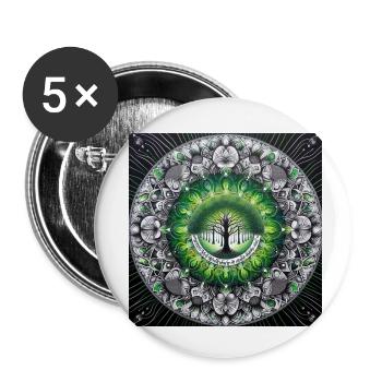 Mandala - Baum - für einen guten Tag - Buttons klein 25 mm (5er Pack) - Weiß - Vorne