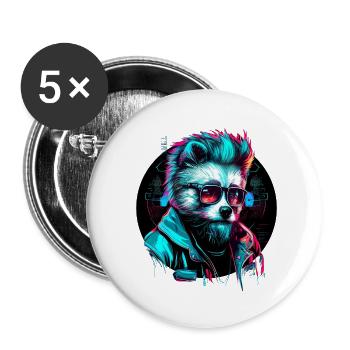 Cyber-Panda - Buttons klein 25 mm (5er Pack) - Weiß - Vorne