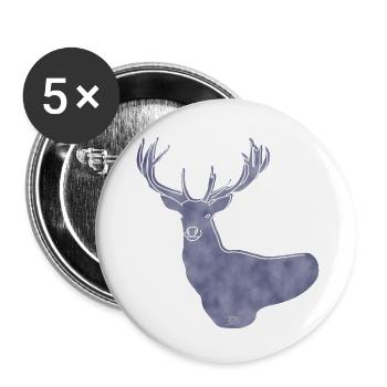 "Hirsch", Boho Line Art Design, Serie „Woods“ - Buttons klein 25 mm (5er Pack) - Weiß - Vorne