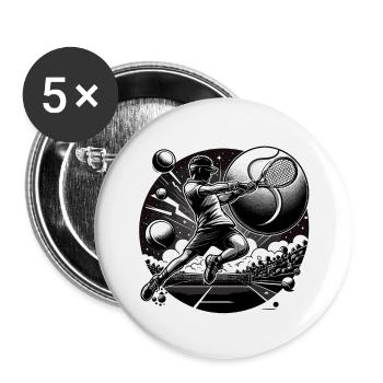 Black & White Tennis - Buttons small 1''/25 mm (5-pack) - white - Front