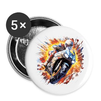 Moto Racing Fast Speed Competition Abstract - Buttons small 1''/25 mm (5-pack) - white - Front