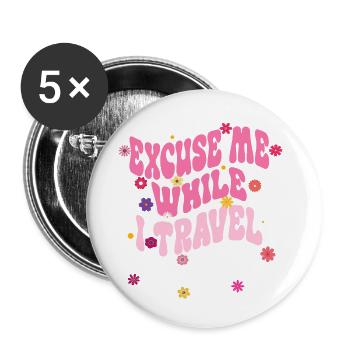 Entschuldigen Sie, während ich die Welt reise Groovy Vintage - Buttons klein 25 mm (5er Pack) - Weiß - Vorne
