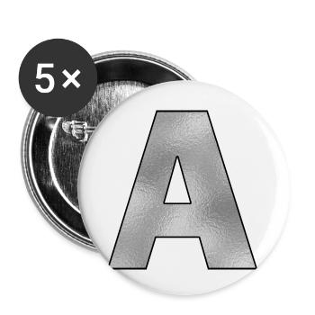 Letter A Silver - Buttons small 1''/25 mm (5-pack) - white - Front