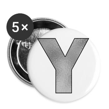 Letter Y Silver - Buttons small 1''/25 mm (5-pack) - white - Front