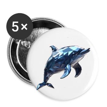Dauphin de style géométrique - Lot de 5 petits badges (25 mm) - blanc - Devant