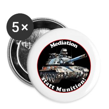 Mediation statt Munition - Buttons klein 25 mm (5er Pack) - Weiß - Vorne