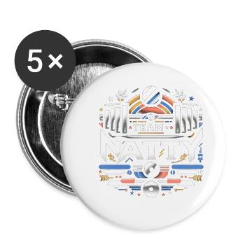L’équipe Natty 7 - Lot de 5 petits badges (25 mm) - blanc - Devant