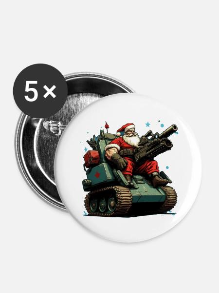 Weihnachtsmann - Buttons klein 25 mm (5er Pack) - Weiß
