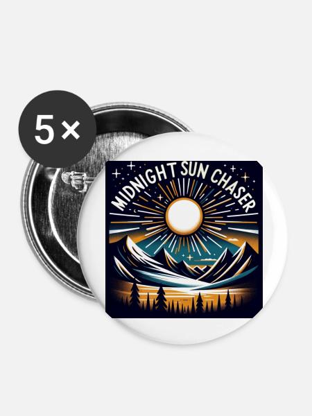 Mitternachtssonne Jäger - Buttons klein 25 mm (5er Pack) - Weiß