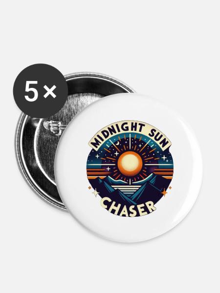 Mitternachtssonne Jäger - Buttons klein 25 mm (5er Pack) - Weiß