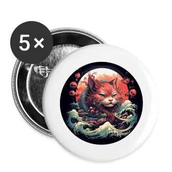 Cat Love - Buttons small 1''/25 mm (5-pack) - white - Front