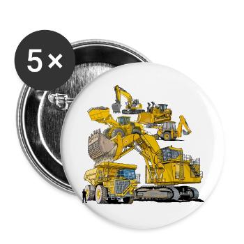 Baustellenfahrzeuge der großen Art - Buttons klein 25 mm (5er Pack) - Weiß - Vorne