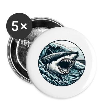 Weißer Hai - Buttons klein 25 mm (5er Pack) - Weiß - Vorne