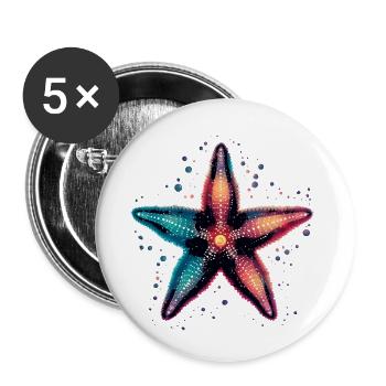 Seestern für Meerestiere Fans Geschenkidee Urlaub - Buttons klein 25 mm (5er Pack) - Weiß - Vorne