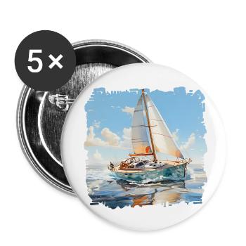 Eine Segelyacht ist ein Sportboot - Buttons klein 25 mm (5er Pack) - Weiß - Vorne