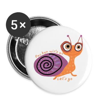 Schnecke mit Spruch - Buttons klein 25 mm (5er Pack) - Weiß - Vorne