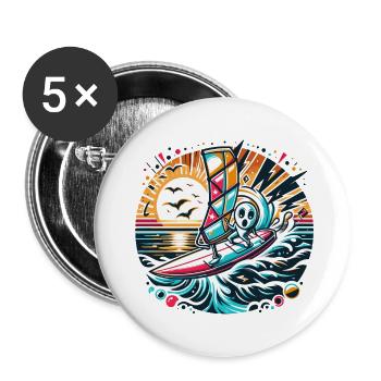 Surfers in action - Buttons small 1''/25 mm (5-pack) - white - Front