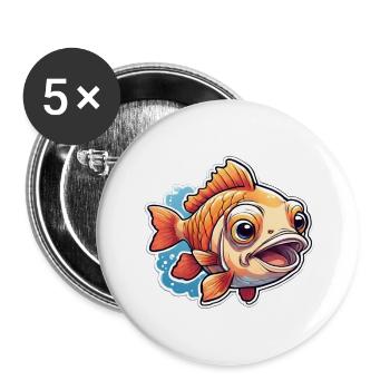 Poissons rouges étonnés - Lot de 5 petits badges (25 mm) - blanc - Devant