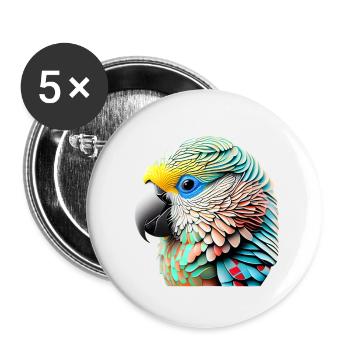 Perruche Bird Propriétaire d’oiseau Calopsitte - Lot de 5 petits badges (25 mm) - blanc - Devant