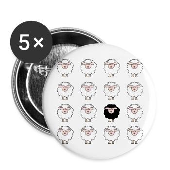 Schaf - Buttons klein 25 mm (5er Pack) - Weiß - Vorne