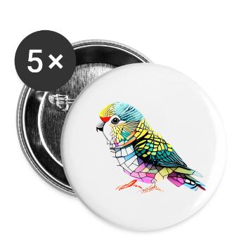 Perruche Bird Propriétaire d’oiseau Calopsitte - Lot de 5 petits badges (25 mm) - blanc - Devant
