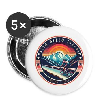 Passo dello Stelvio Alpine Power for Cyclists - Buttons small 1''/25 mm (5-pack) - white - Front