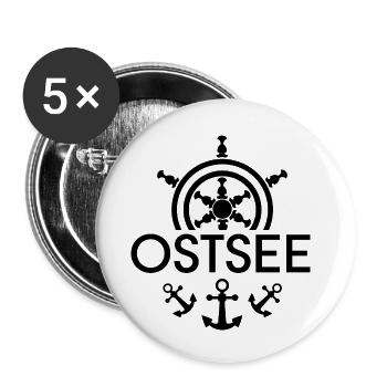 Mer Baltique Volant Ancre Symbole Logo Icône graphique - Lot de 5 petits badges (25 mm) - blanc - Devant