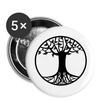 Arbre de vie - Lot de 5 petits badges (25 mm) - blanc - Devant