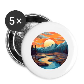 Traumlandschaft Fluss - Buttons klein 25 mm (5er Pack) - Weiß - Vorne
