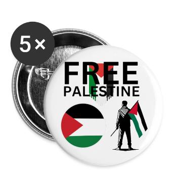 Free Palestine - Buttons small 1''/25 mm (5-pack) - white - Front