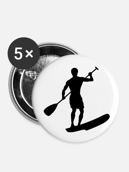 Stand Up Paddling - Buttons klein 25 mm (5er Pack) - Weiß