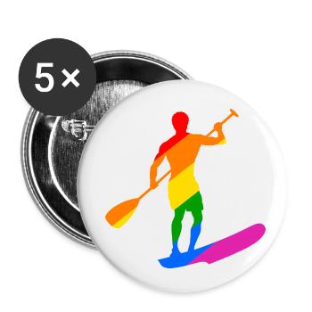 Stand Up Paddle LGBTQ (en anglais seulement) - Lot de 5 petits badges (25 mm) - blanc - Devant