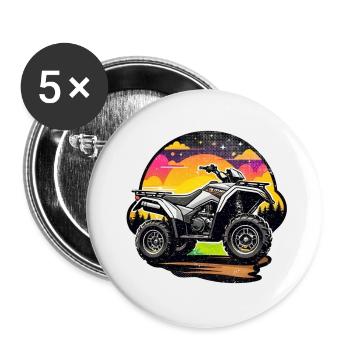 quad et tout terrain - Lot de 5 petits badges (25 mm) - blanc - Devant