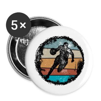 Silhouette de terrain rétro - Lot de 5 petits badges (25 mm) - blanc - Devant