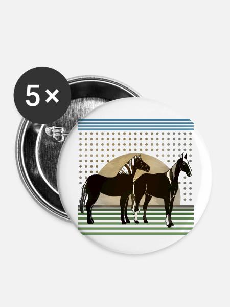 Pferde - Buttons klein 25 mm (5er Pack) - Weiß