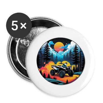 quad et tout terrain - Lot de 5 petits badges (25 mm) - blanc - Devant