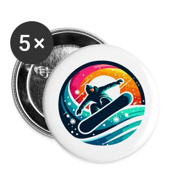 Vibrationen der Snowboard-Evolution - Buttons klein 25 mm (5er Pack) - Weiß - Vorne