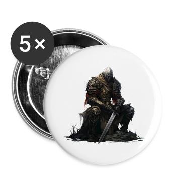 Chemise fantastique Épée d’Armure de Guerrier - Lot de 5 petits badges (25 mm) - blanc - Devant